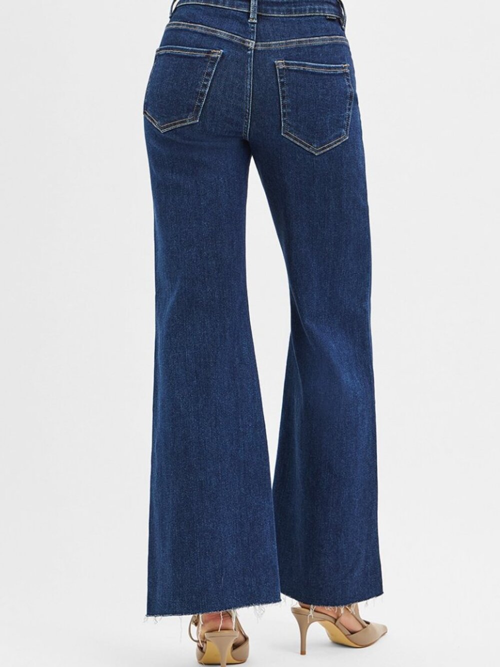 New Look High Rise Wide Flare Jeans with Front Leather Pocket - Picture 5 of 6